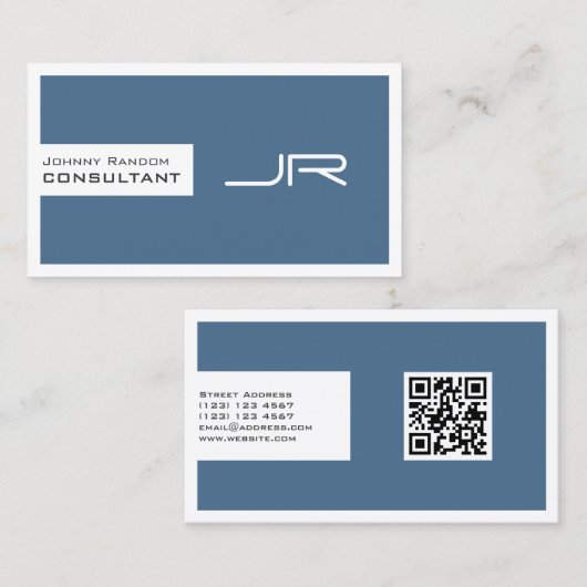 ロゴモダンとQRコードを含む枠付き宇宙 名刺 (正面/裏面)