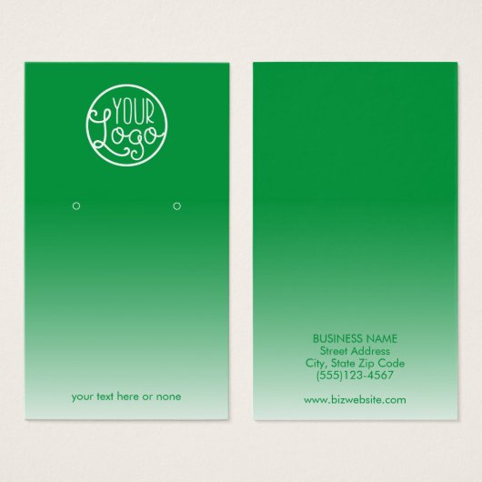 ロゴモダンのグラデーションイヤリング表示カード(緑) (正面&裏面)