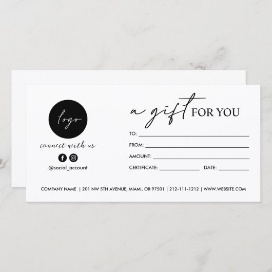 ロゴモダンのソーシャルアイコンのギフトのスクリプトを作成 (正面/裏面)