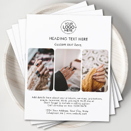 ロゴモダンの追加タイポグラフィフォトグリッドホワイト チラシ