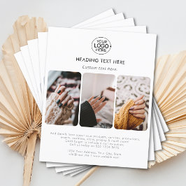 ロゴモダンの追加タイポグラフィフォトグリッドホワイト チラシ