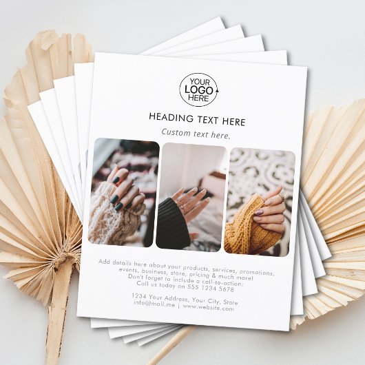 ロゴモダンの追加タイポグラフィフォトグリッドホワイト チラシ