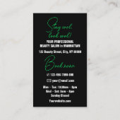 ロゴモダンまたは写真が付いた無地の黒い緑の文字 名刺 (裏面)