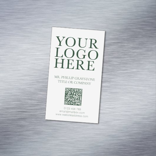 ロゴモダンイメージの緑と白のQRコード マグネット名刺 (インサイチュ)