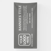 ロゴモダングレーのホワイトビジネスバナー 横断幕 (縦)