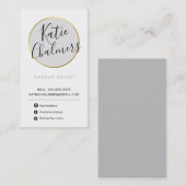 ロゴモダンシックかわいらし金ゴールド淡い色のグレイ 名刺 (正面/裏面)