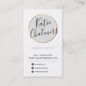 ロゴモダンシックかわいらし金ゴールド淡い色のグレイ 名刺 (正面)