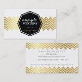 ロゴモダンシボロン模様金ゴールド箔八角形 名刺 (正面/裏面)