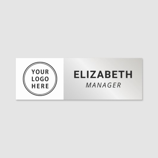 ロゴモダンシルバー 名札 (正面)