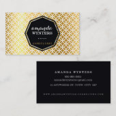 ロゴモダンジオサークルパターン金ゴールドホイル八角形 名刺 (正面/裏面)