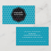 ロゴモダンジオパターンエンブレム八角形ターコイズ 名刺 (正面/裏面)