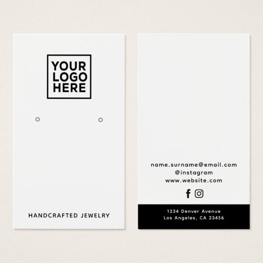 ロゴモダンジュエリーシンプルイヤリング表示カード (正面&裏面)