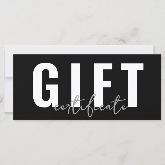 ロゴモダンスクリプトのギフト証明書 (正面)