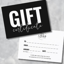 ロゴモダンスクリプトのギフト証明書 名刺