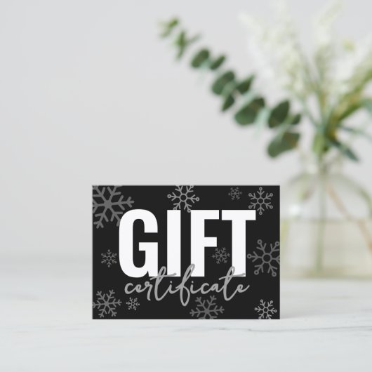 ロゴモダンスクリプトのギフト証明書 名刺 (スタンド正面)