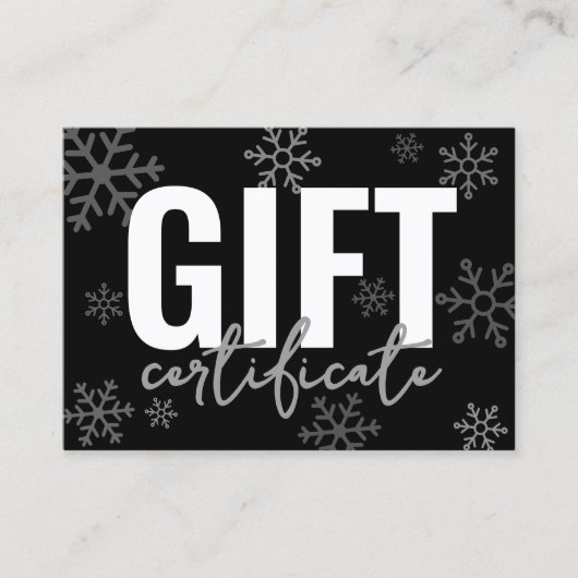 ロゴモダンスクリプトのギフト証明書 名刺 (正面)
