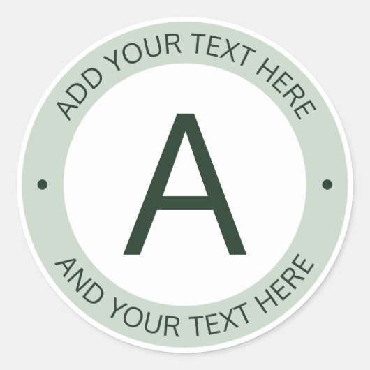 ロゴモダンスタイルモノグラム |緑と白 ラウンドシール (正面)