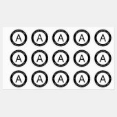 ロゴモダンスタイルモノグラム |黒と白 ラベル (シート)