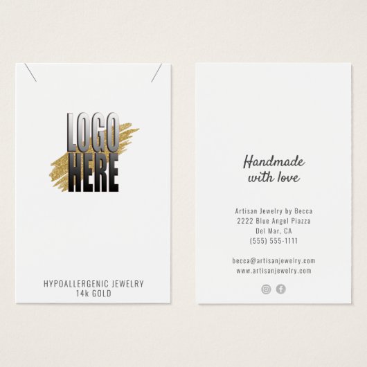 ロゴモダンソーシャルメディアのネックレスディスプレイカード (正面&裏面)