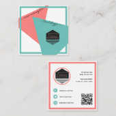 ロゴモダンソーシャルメディアの幾何学的な色 スクエア名刺 (正面/裏面)