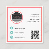 ロゴモダンソーシャルメディアの幾何学的な色 スクエア名刺 (裏面)