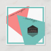 ロゴモダンソーシャルメディアの幾何学的な色 スクエア名刺 (正面)