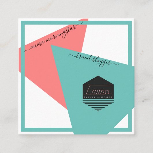 ロゴモダンソーシャルメディアの幾何学的な色 スクエア名刺 (正面)