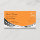ロゴモダンダイヤモンド付きシルバーオレンジきらめく色 名刺 (裏面)