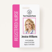 ロゴモダンテンプレート従業員の写真名ナースID バッジ (正面)