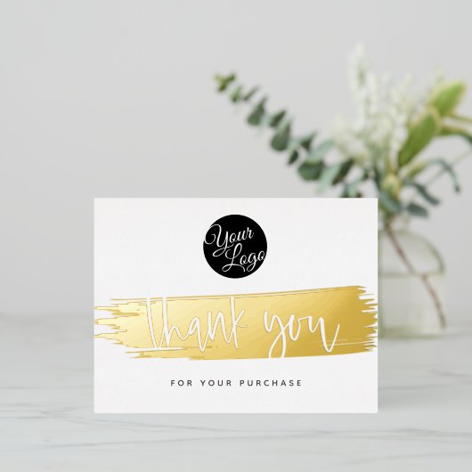 ロゴモダンバラ金ゴールドありがとうご割引カード 箔シーズンポストカード (立ち正面)