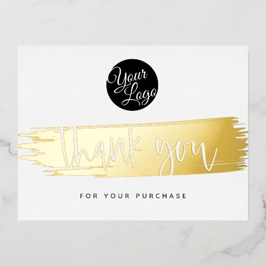 ロゴモダンバラ金ゴールドありがとうご割引カード 箔シーズンポストカード (正面)