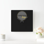 ロゴモダンビジネス会社ブランドブラックの追加 スクエア壁時計 (ホーム)