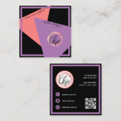 ロゴモダンファッションの幾何学的な色 スクエア名刺 (正面/裏面)