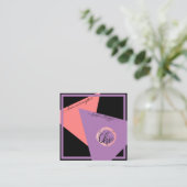 ロゴモダンファッションの幾何学的な色 スクエア名刺 (スタンド正面)