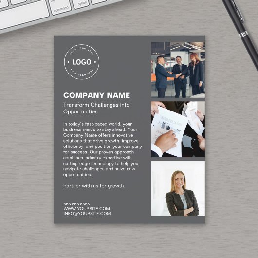 ロゴモダンフォトダークグレープロフェッショナル事業 チラシ