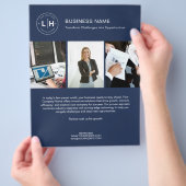 ロゴモダンフォト企業のネイビー・ブルー・ビジネス チラシ (手)