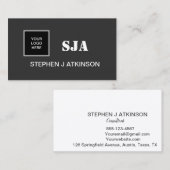 ロゴモダンブラックミニマルプロフェッショナルイニシャル 名刺 (正面/裏面)