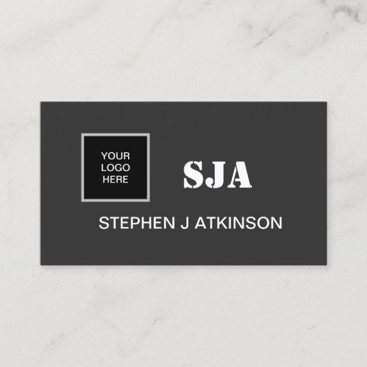 ロゴモダンブラックミニマルプロフェッショナルイニシャル 名刺 (正面)