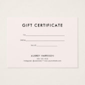 ロゴモダンプロフェッショナルギフト証明書 (裏面)