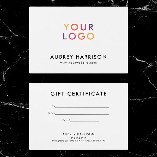 ロゴモダンプロフェッショナルギフト証明書