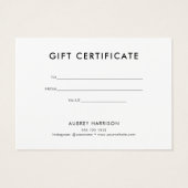 ロゴモダンプロフェッショナルギフト証明書 (裏面)