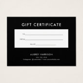 ロゴモダンプロフェッショナルギフト証明書 (裏面)