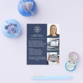 ロゴモダンプロフェッショナルネイビーブルービジネス チラシ (シングル)