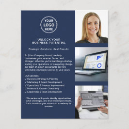 ロゴモダンプロフェッショナルネイビーブルービジネス チラシ