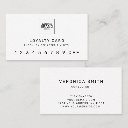 ロゴモダンプロフェッショナルホワイトロイヤリティカード ロイヤリティカード (正面/裏面)