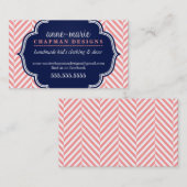 ロゴモダンヘリンボーン模様コーラルバッジnavy 名刺 (正面/裏面)