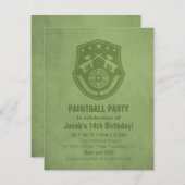 ロゴモダンペイントボールバースデーパーティ招待状 招待状 (正面/裏面)