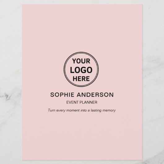 ロゴモダンホワイトイベントプランナーピンクプロモーション チラシ (裏面)