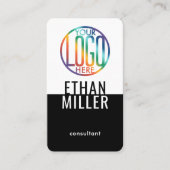 ロゴモダンミニマル白黒の縦線 名刺 (正面)