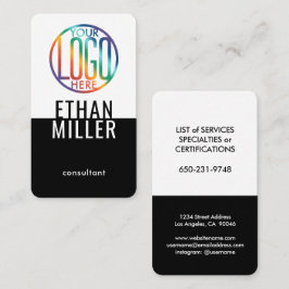 ロゴモダンミニマル白黒の縦線 名刺